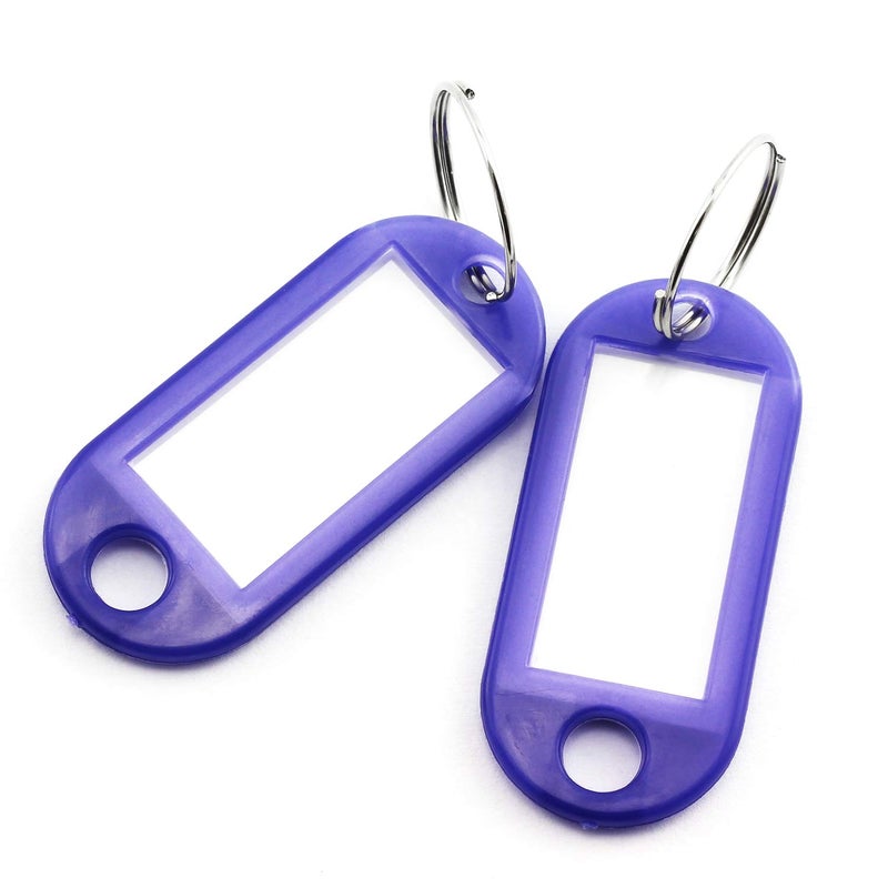 Lind Kitchen 40pcs Purple Key Ring Label Tags Plastic Keys Holder and Identifier Name Number Address Information Label Card for Keys ID 5x2.2cm - Image 1